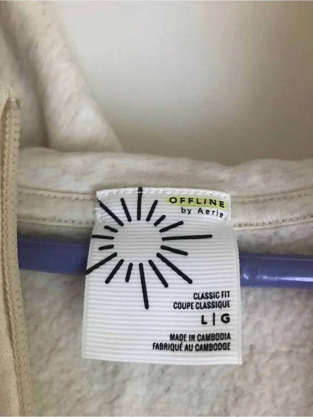 aerie Men's Full-Zip Hooded Sweater in Light Heather Cream